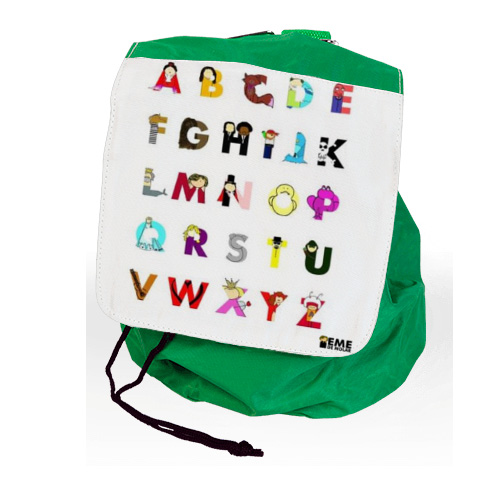 Mochila infantil abecedario verde